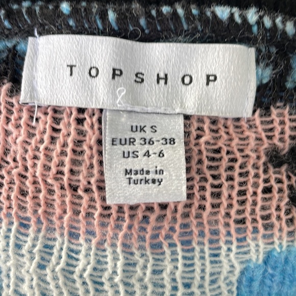 Topshop vintage Y2K magic 8 ball peace stripe knit cardigan sweater size small - Picture 9 of 10